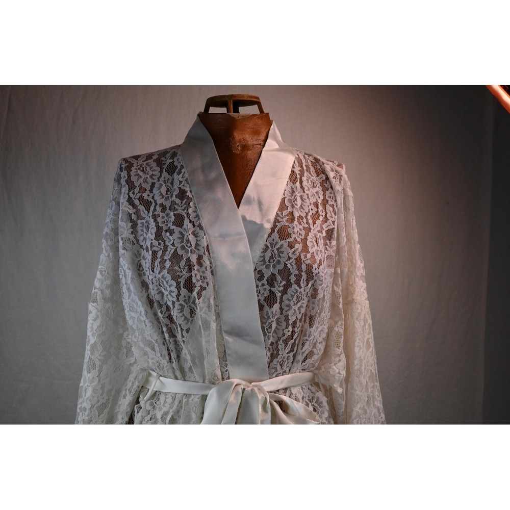 Vintage Victoria Secret Gold Label Ivory Lace Robe OSFA Lingerie Bridal Floral